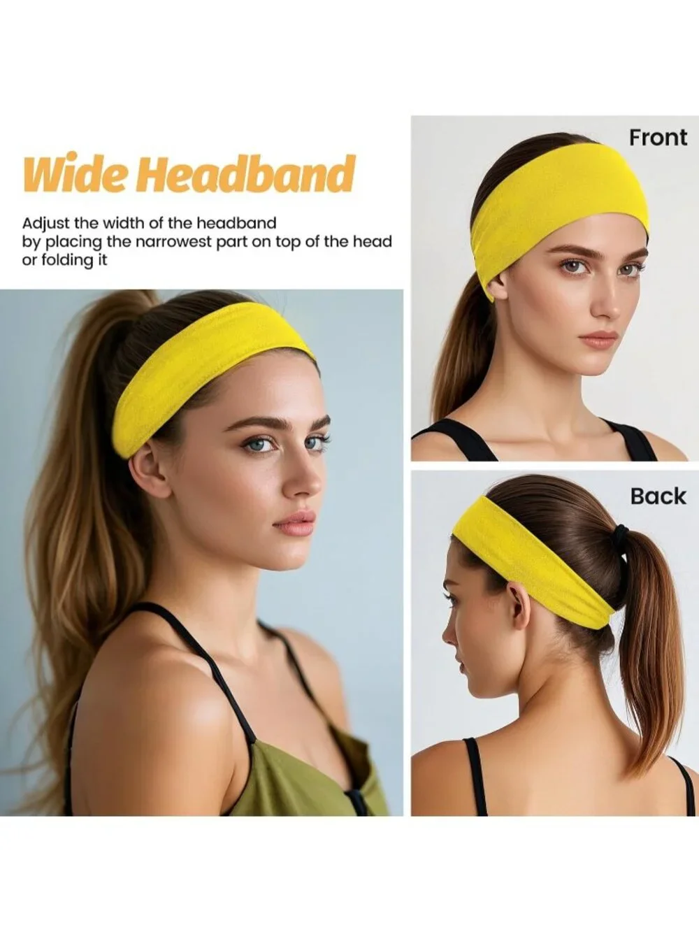 Women Elastic 6 Pack Thin Headbands Stretchy Workout Sweatbands Hair Accessories